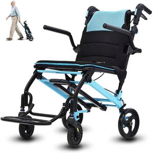 ROBTWOK Lightweight Foldable Transport Wheelchair for Adults & Seniors - 20lbs Ultra Portable Travel Wheelchair with Telescopic Handle, Adjustable Height, 350lbs Capacity