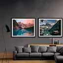 Paint by numbers Kit for adults beginners 2 pack paint by numbers for adults rolled up canvas for home decoration creative wall art with colorful gift box 12x16 inch mountain lake sunset 169-170