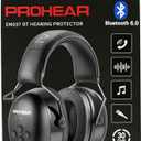 PROHEAR 037 Bluetooth 6.0 Hearing Protection Headphones with Rechargeable 1500mAh Battery, 30dB SNR Safety Noise Reduction Ear Muffs 120H Playtime for Mowing, Workshops, Snowblowing - Black