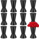 12 Pack Plastic Flower Bucket 11.8 Inch Tall Vase Bucket Cone Vase with Base for Cut Flower Multipurpose Buckets for Flower Bouquet Holder Centerpieces Decorations for Home Wedding (Black)