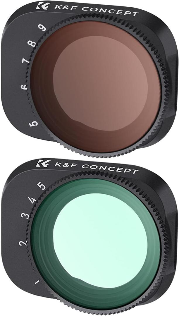 K&F Concept Mini 3/ Mini 3 Pro Variable ND Lens Filters Kit ND2-32+ND32-512(2 Pcs), Variable ND Filters 1-5 Stops + 5-9 Stops Compatible with DJI Mini 3/ Mini 3 Pro