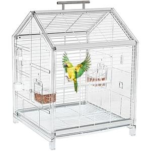 AideeGrowth 20.5 inch Small Bird Cage, Parrot Cage, Portable Bird Carrier, Travel Carrier Cage for Home, Outing, Pet Clinic, Temporary Placement, for Small Medium Birds(White)