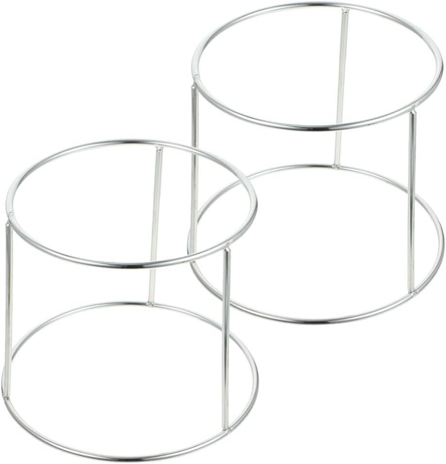 Kichvoe Stainless Steel Seafood Tray Display Rack Double Layer Pan Stand 7.08X6.29X5.90 Inch Multi Tier Food Plate Holder for Pizza and Buffet Serving