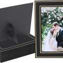 25 Pack Paper Picture Frames with Easel 5X7 Inch Cardboard Photo Frame Cards Bulk Paper Photo Frame for Thanksgiving Christmas Wedding Birthday Classroom DIY Fall Decor - Black with Gold Trim