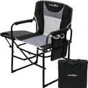 SUNNYFEEL Camping Directors Chair, Heavy Duty,Oversized Portable Folding Chair with Side Table, Pocket for Beach, Fishing,Trip,Picnic,Lawn,Concert Outdoor Foldable Camp Chairs (Black Grey)