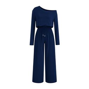 Lazysmile Jumpsuits For Women Dressy Long Sleeve Off Shoulder One Piece Wide Legs Rompers Casual Fall Outfits with Pockets XXL