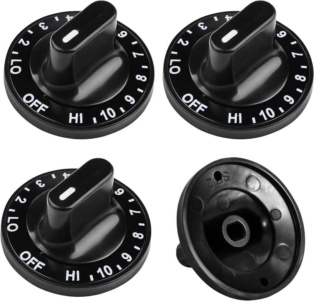 4Pack 12200035 Gas Stove Surface Burner Control Knob Set, Compatible with JennAir, Whirlpool & Kenmore Ranges, Replaces 73272 73662 74844 703272 703662 704844, for DGGF3045RFB DGGF304GRFB