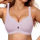 COCOMARTS Jelly Bras for Women No Underwire Seamless Push Up Bra Full Support Comfort Bralettes Wireless Plunge Everyday Bra (Pink, XL)