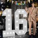imprsv Marquee Numbers 16th-Birthday Decorations: Large 4ft Light up Number Balloon for Party Big Sweet 16 Birthday Decoration Sixteen Year Old Girl Boy Anniversary Foam Board Wall Number 16