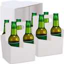 Jetec 50 Pcs 4 Cup Drink Carrier with Handle, Kraft Paperboard Beer Carrier, Disposable Drink Holder for Hot or Cold Drinks, 12-16 oz Bottle Holder for Food Delivery Beverages (White)