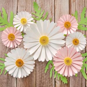 Paper Flowers Decorations for Wall Giant Daisy Flowers Bulletin Board Decoration 3D Floral Tissue Paper Flowers Hanging for Classroom Wedding Baby Shower Tea Party Backdrop (Pink, White