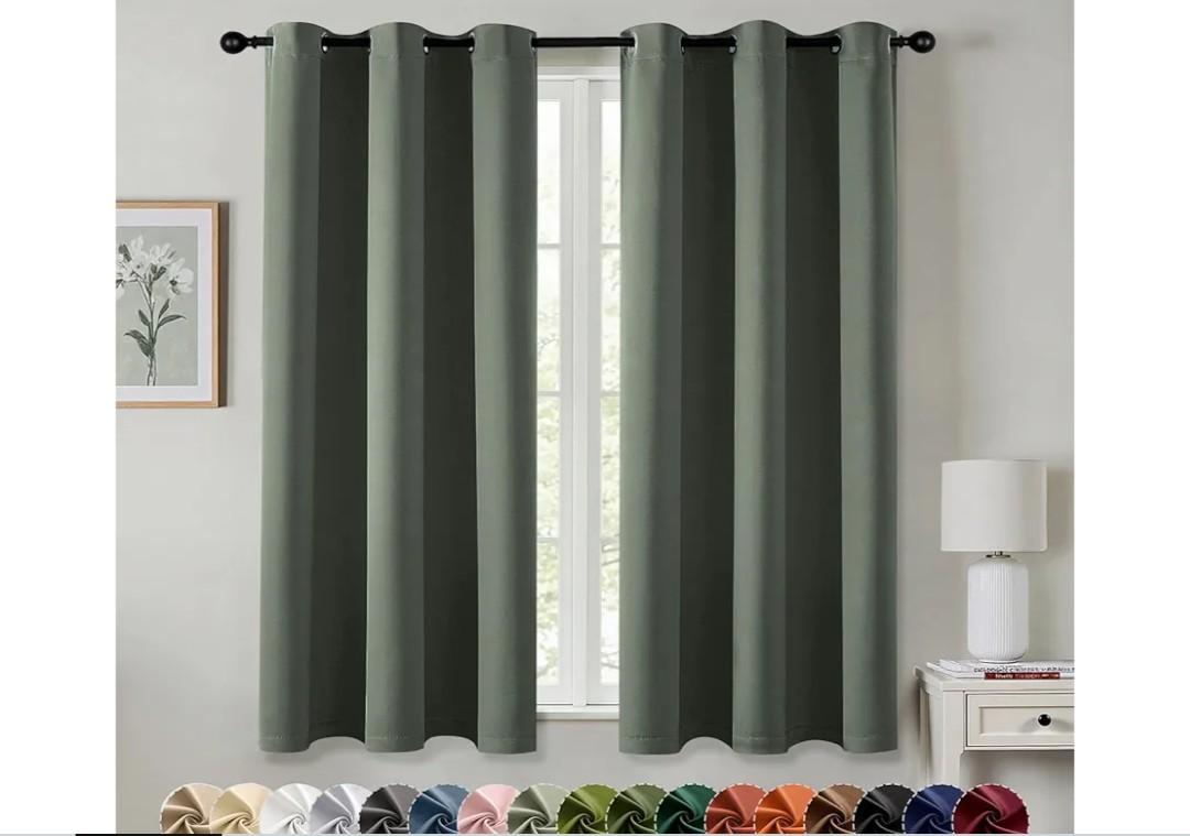MIULEE Dark Mallard Blackout Curtains for Bedroom Living Room 63 Inches Long 2 Panels, Thermal Insulated Room Darkening Drapes Solid Grommet Noise Reduction Light Blocking Window Treatments 40x63 Inch 3