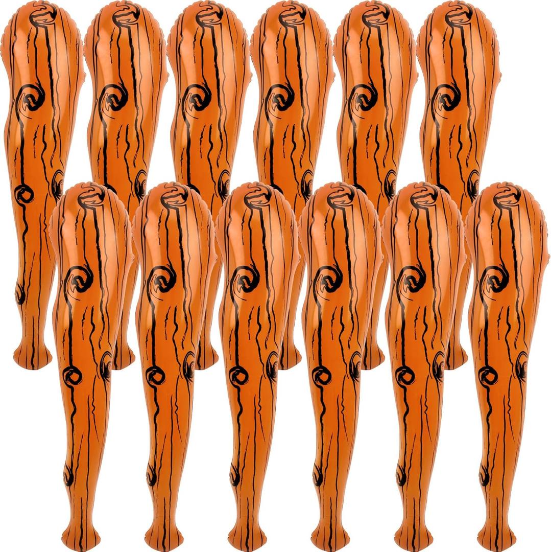 10 Pack 35 Inch Inflatable Caveman Stick Brown Inflatable Caveman Bat for Halloween Cosplay Caveman Themed Party Supplies