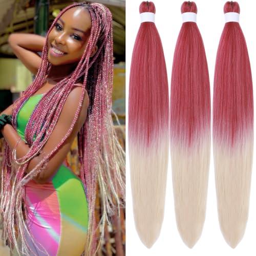 Ombre Blonde Braiding Hair ez braid pre stretched hypoallergenic braiding hair Extensions for Knotless Box Braids 3 Packs