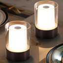 LED 4" Mini Cordless Table Lamp 2 Pack, Outdoor Waterproof Lamp, Rechargeable Battery Operated Lamp, Portable Touch Night Light for Dining Room, Camping, Nursery, Baby, Bar, Party (Black)