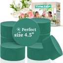 SupKing 8 Pcs Round Floral Foam 4.5", Green Wet Dry Flower Foams Florist Blocks Plant Foam for Craft Artificial and Fresh Flower Arrangements