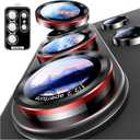 Uyiton for Samsung Galaxy S26 Ultra Camera Lens Protector - [Case-Friendly][Not Easy to Break][Ultra-Thin] Military-Grade Tempered Glass with Aluminum Metal Rear Camera Screen Cover - Black+Red