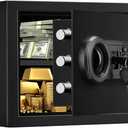 Tenamic Safe Box 0.8 Cuft Fireproof Waterproof Home Safe, Keypad Small Lock Box Cabinet Safes, Solid Alloy Steel Office Hotel Home Mini Safe, Black