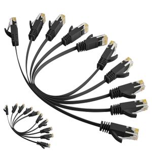 2 x Elecan Cat 6 Flat Ethernet Cable 1 Ft/10 Pack, High Speed Slim Short Patch Cables Internet Cables, 30 AWG Pure Copper 10Gbps 500MHz,Thin Flexible for POE Cat6 Cat 5e Cat 5 Network Cable Cord-Black 2 x Elecan Cat 6 Flat Ethernet Cable 1 Ft/10 Pack, High Speed Slim Short Patch Cables Internet Cables, 30 AWG Pure Copper 10Gbps 500MHz,Thin Flexible for POE Cat6 Cat 5e Cat 5 Network Cable Cord-Black