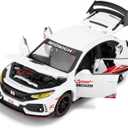 WAKAKAC Diecast Car 1/32 for Type-R Model Car Pull Back Toy Car with Light and Sound Model Vehicles for Boys Girls Gift(White)
