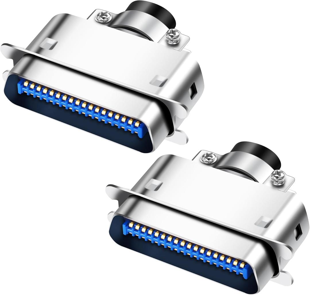 MEIRIYFA CN36 36 Pin Male Centronics Connector Printer Flat Ribbon Cable Adapter, Pack of 2