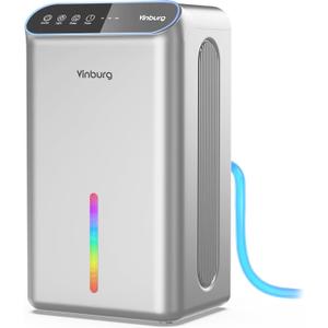 Dehumidifiers for Home (85 OZ Water Tank, 800 sq.ft) Quiet Small Dehumidifier for Basement Bedroom Bathroom with Drain Hose, 3 Gear Timer, Sleep Mode, Auto Shut Off, 7 Color Ambient Light