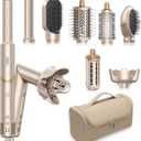 Ukliss 8 in 1 Hair Dryer Brush & Multi Hot Air StylerFoldable 110,000 RPM Blow Dryer Brush Tool Set with Diffuser Auto-Wrap Curler for Fast Drying Curling Straightening Hair Daily Styling (1.25'' With Storage Bag)