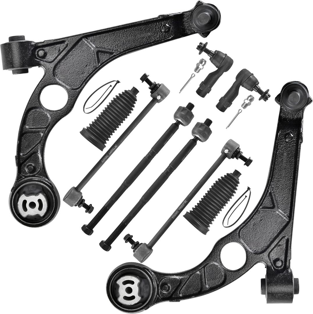 ASTAPRO - 10pc Front End Suspension Kit for 2013-2016 Dodge Dart 2 Lower Control Arms with Ball Joints 2 Sway Bar Links 4 Inner Outer Tie Rods 2 Boots Replacement