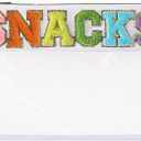 DYSHAYEN Chenille Letter Clear Zipper Pouch for Travel,Nylon Clear Cosmetic Bag,Makeup Travel Bag for Women Girls 11.8 Inches x 8.2 Inches (White-Snacks)