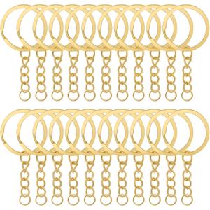 10Pcs Keychain Key Ring with Chain Bulk Split Key Chain,1.1 Inch Key Chains Parts with Open Jump Ring Connector for Jewelry Making Crafts (Gold)