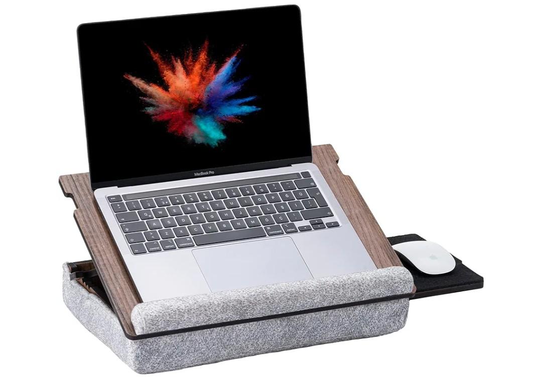 Vigo Wood Lap Desk for Laptop - Laptop Tray with Cushion, Portable Lap Desk for Lap, Adjustable Lap desk, Couch Lap top Table for Work, Ergonomic Lap top Stand for Bed