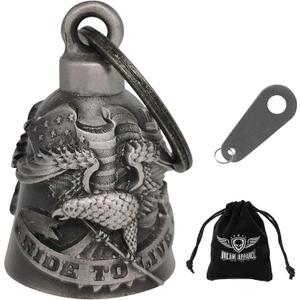 Dream Apparel Motorcycle Ride Bell For Bikers, Heavy Spirit Bells Accessory And Key Chain For Luck