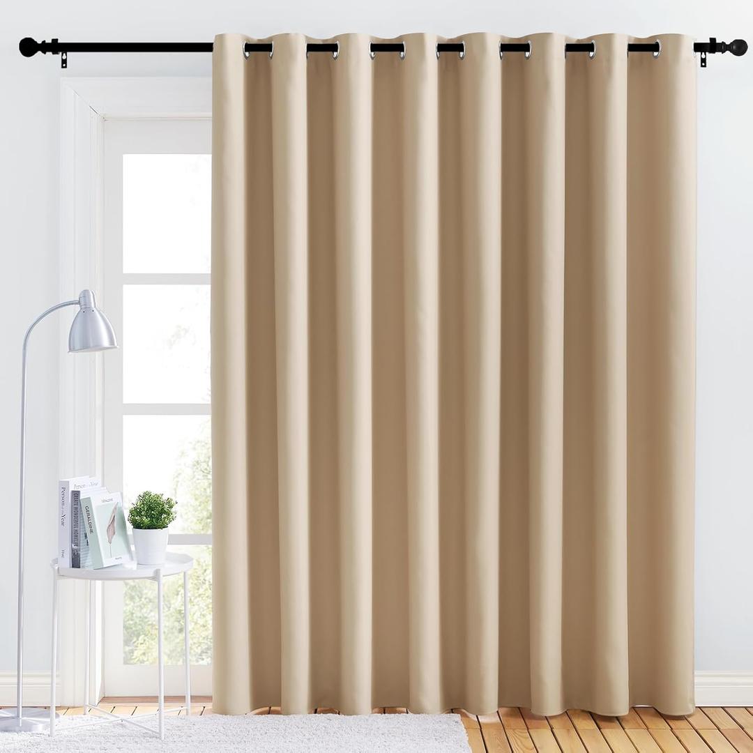 NICETOWN Thick Blackout Curtain and Drape - (120 x 90, Biscotti Beige, 1 Panel) Thermal Insulated Grommet Top Window Drapery for Bedroom, Block Out Light Curtain Panel (120"W x 90"L (Pack of 1))