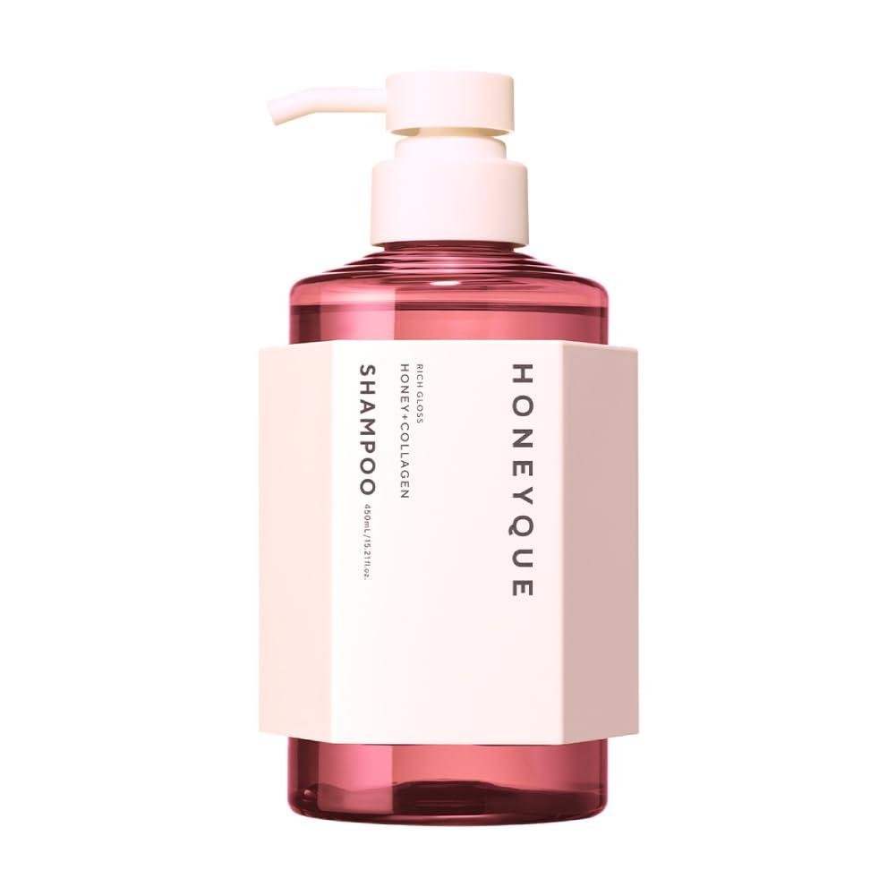 HONEYQUE Rich Gloss Honey + Collagen Shampoo 450ml/15.2 fl. oz | Moisturizing Shampoo for Damaged Hair | Hydrate & Shine with Organic Manuka Honey & Triple Collagen | Japanese Salon-Quality Hair Care