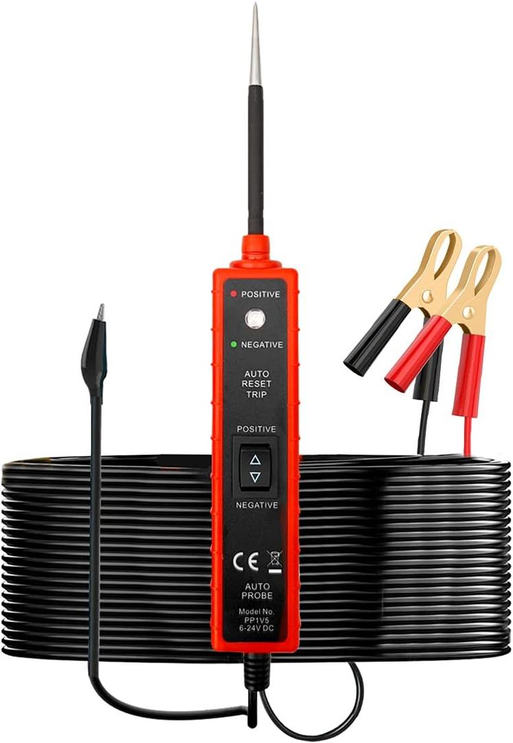 AERMOTOR 6V48V DC Car Power Circuit Probe Tester with Dual LED Lights,Circuit Tester Automotive,Fuse & Voltage Tester,Electrical Automotive Digital Display Short Finder with 4.5M Cable