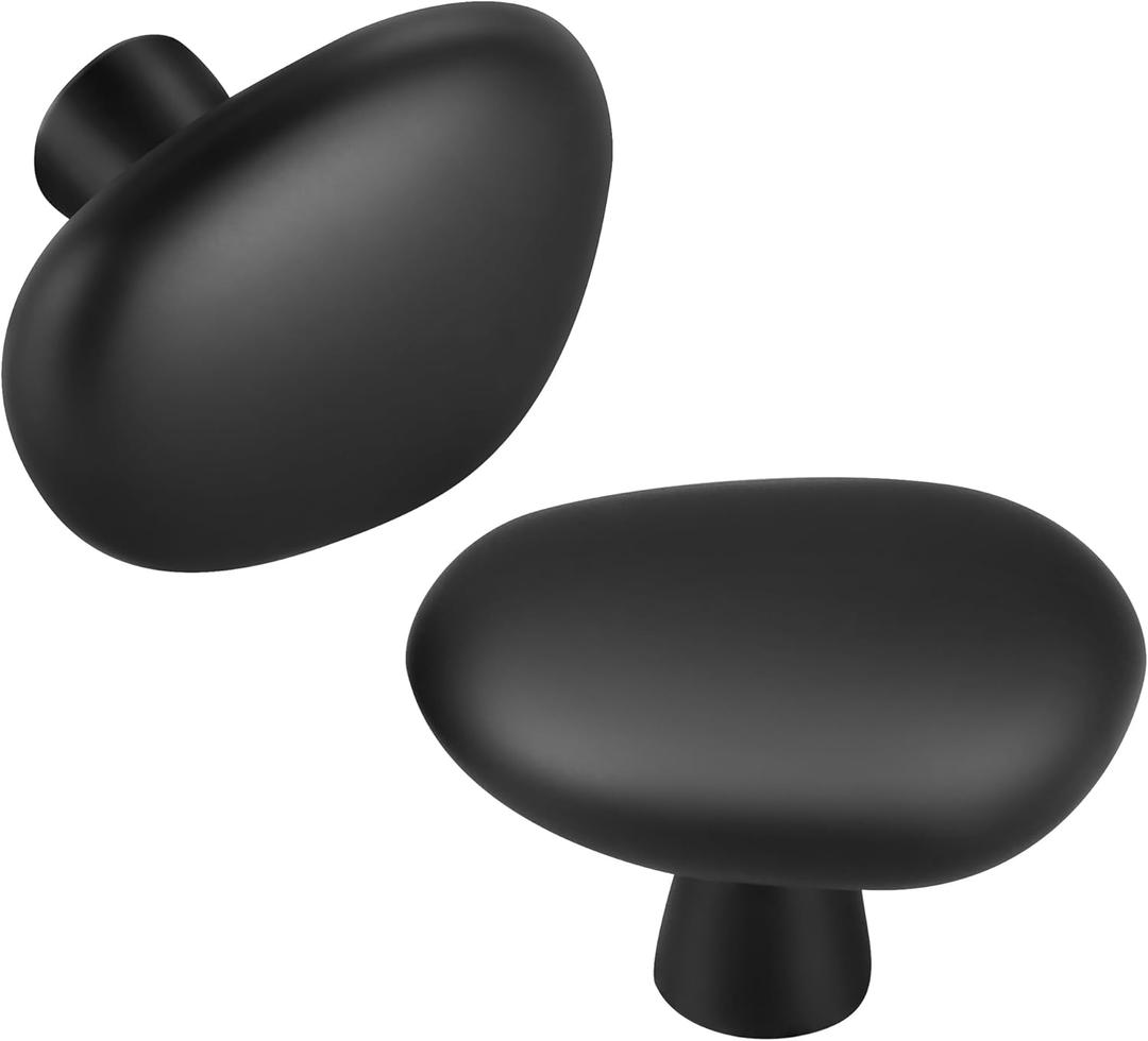 Malimali 5 Pack Matte Black Pebble Cabinet Knobs for Dresser Drawers, Cabinet Hardware Knobs for Kitchen Bathroom Cabinets Cupboard Pulls