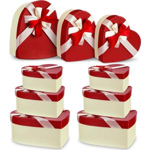 Zhanmai 9 Pcs Valentine's Day Heart Shaped Gift Boxes Valentine's Day Red Box with Lid Wedding Flower Boxes Cardboard Floral Gift Goody Box for Flowers Arrangements, Proposal, Christmas Holiday Party