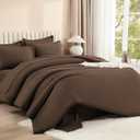 Litanika King Size Comforter Set Brown - 7 Pieces Bed in a Bag King Bedding Comforter Sets, Solid Lightweight Bed Set with Comforter, Sheets, Pillowcases & Shams