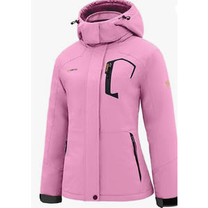 GEMYSE Women's Ski Snow Jacket Warm Winter Waterproof Coat Snowboard Rain Jacket Hooded Windproof Windbreaker (Pink, Smal)