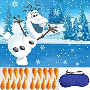 Hrency Pin The Nose on The Snowman Game for Kids Christmas Party Game for Kids Snowman Pin Game with 24Pcs Nose Stickers Birthday Party Supplies Activities