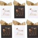 AerWo 12Pcs Wedding Party Paper Gift Bags 6 Bridesmaid 6 Groomsmen Gift Bags Bridal Shower Bachelorette Party Favor Bags Rose Gold Foiled with Handle