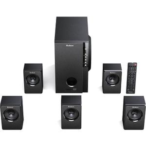Bobtot Home Theater Systems with 5.25 inch Subwoofer, 5.1 Wired Satellite Surround Sound Speakers, 600 Watts Peak Power Deep Bass Audio Stereo System with FM Radio Bluetooth AUX DVD USB SD Input