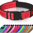 Joytale Reflective Dog Collar, Soft Neoprene Padded, Metal D-Ring, Nylon Pet Collar Adjustable for Small Dogs, Red, S