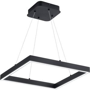 Modern Led Pendant Light Square Led Chandelier 1 Ring Acrylic Pendant Lighting Fixture for Bedroom Living Room Dining Room Kitchen Island 25W 6000K Not-dimmable 15.7L*15.7" W (Black)