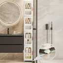 Bathroom Storage Cabinet with Movable Wheels, Slim Storage Cabinet with 4 Doors & Removable Panel, Skinny Bathroom Organizers and Storage for Small Space, Corner, Kitchen, Laundry Unknown Brand
