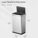 EKO EcoNova 13.2 Gallon/ 50L Automatic Sensor Kitchen Trash Can, Stainless Steel Touchless Garbage Bin with Soft-Close &Stay-Open Lid, Fingerprint-Resistant