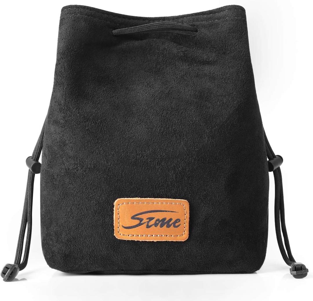 S-ZONE Soft Camera Bag DSLR Insert Handbag Drawstring Lens Case Compatible with Canon Nikon Sony (Large, Black)