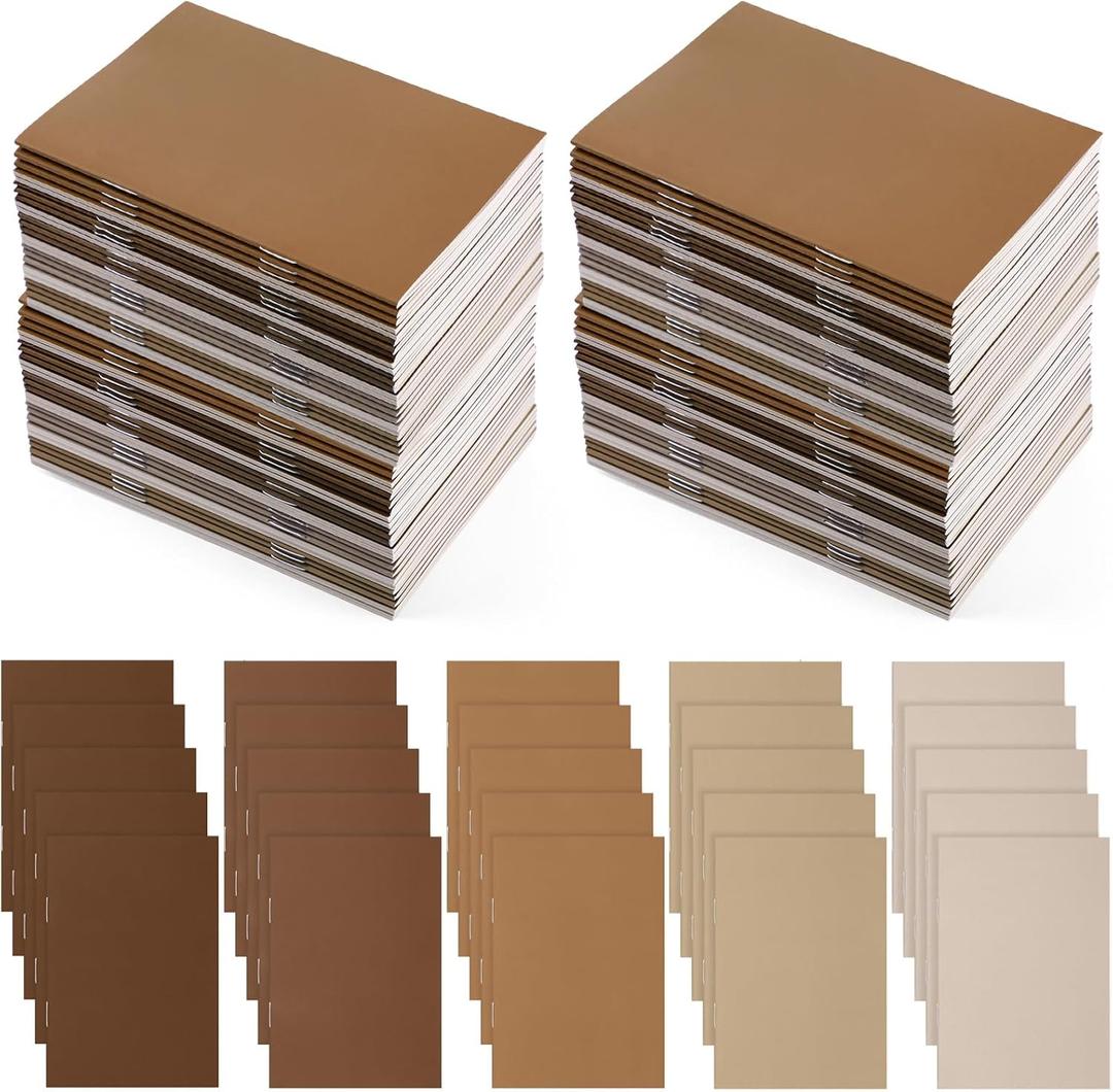 Eaasty 50 Pcs Mini Notebooks Bulk Small Pocket Notepads Journals Lined Paper Gradual Cover Paper for Coworkers Nurse Teacher Employee Office Social Worker (Brown)