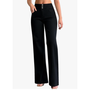 Roswear Women's Wide Leg Jeans Casual High Waisted Stretch Baggy Loose Denim Pants Size XL