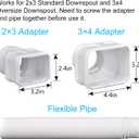 Prestantious 7ft Long Gutter Downspout Extensions, 3.1 OD Downspout Extender Drainage Pipe for 2"3" Downspout and 3"4"Downspout, Flexible Pipe Stretched Length 7ft, White,1-Pack